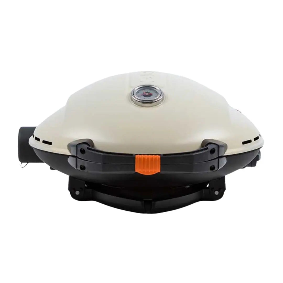 O-Grill 900 Cream Portable Gas Grill BBQ Flat Angle