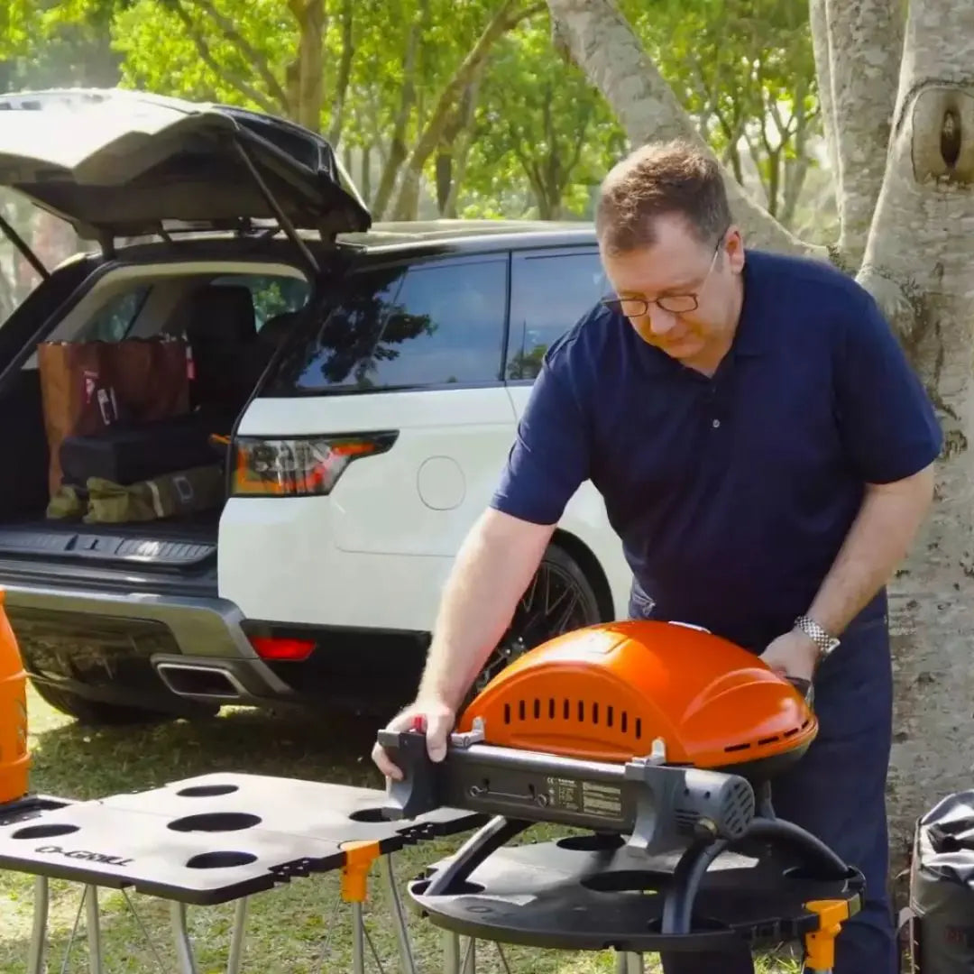 O-Grill 900 Orange Portable Gas Grill BBQ on Table Top