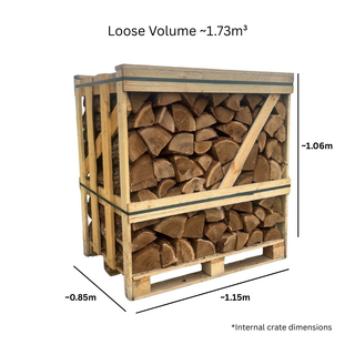 Standard Kiln Dried Oak Firewood ~1.73m³ Crate - Large Logs