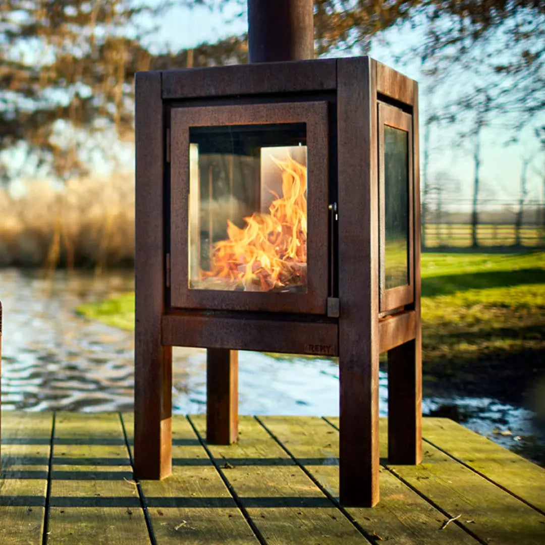 RB73 Quaruba XL Outdoor Fireplace - CorTen Steel Wood Burner outdoor fireplace