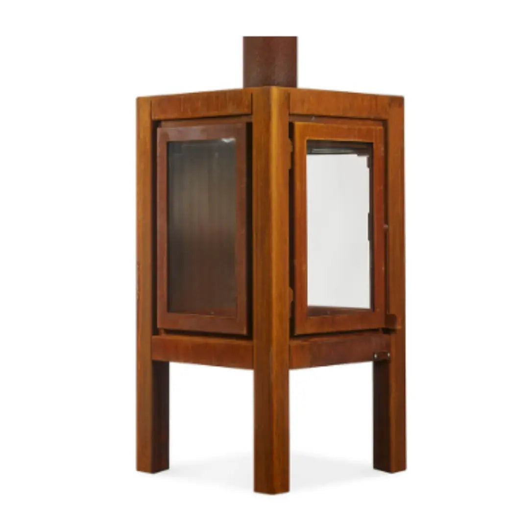 RB73 Quaruba XXL Outdoor Fireplace - CorTen Steel Wood Burner with 3 sided glass product detail view