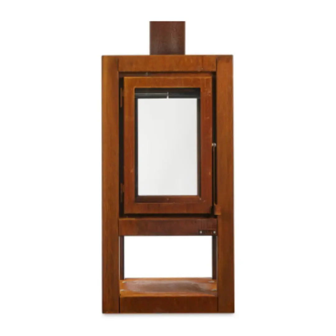RB73 Quaruba XXL Mobile Outdoor Fireplace - CorTen Steel Wood Burner with 2 sided glass product detail view