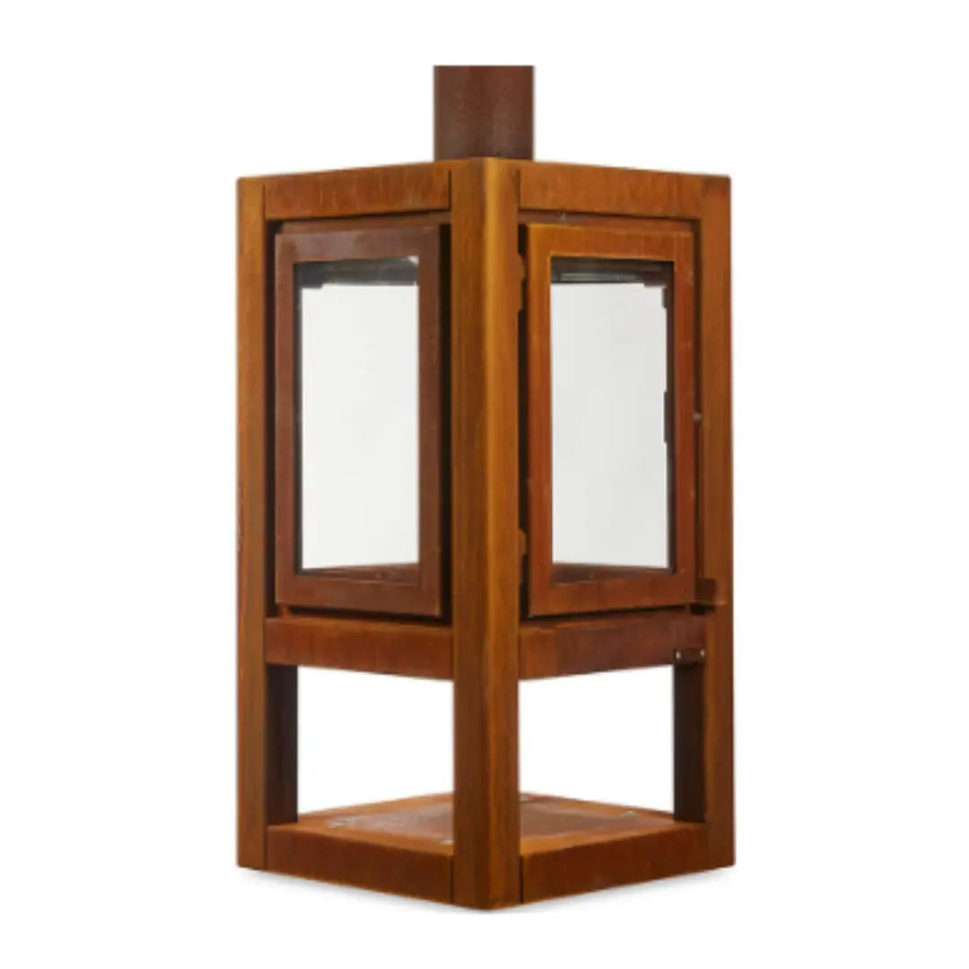 RB73 Quaruba XXL Mobile Outdoor Fireplace - CorTen Steel Wood Burner with 4 sided glass product detail view
