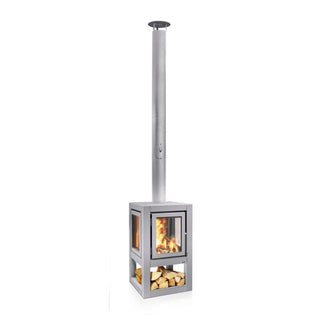 RB73 Quaruba XL Mobile outdoor fireplace in matt steel product detail view