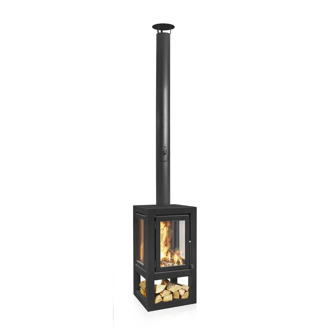 RB73 Quaruba XXL Mobile outdoor fireplace in black steel product detail view