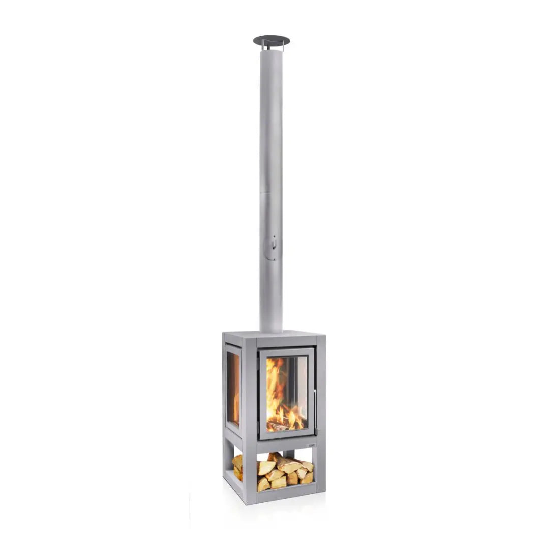 RB73 Quaruba XXL Mobile outdoor fireplace in matt steel product detail view