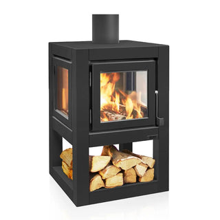 RB73 Quaruba L Mobile outdoor fireplace in black steel product detail view