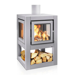 RB73 Quaruba L Mobile outdoor fireplace in matt steel product detail view