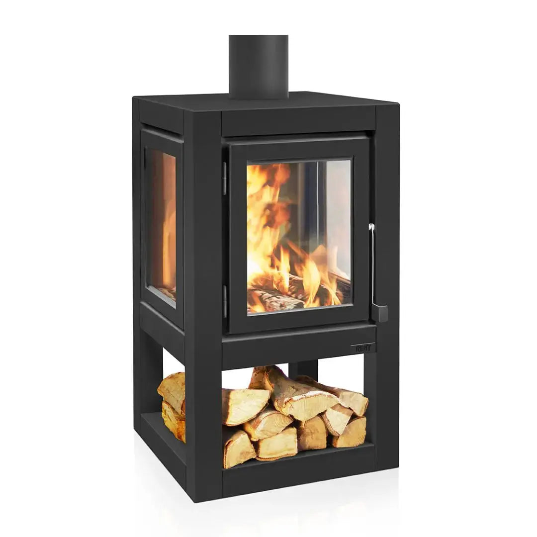 RB73 Quaruba XL Mobile outdoor fireplace in black outdoor fireplace