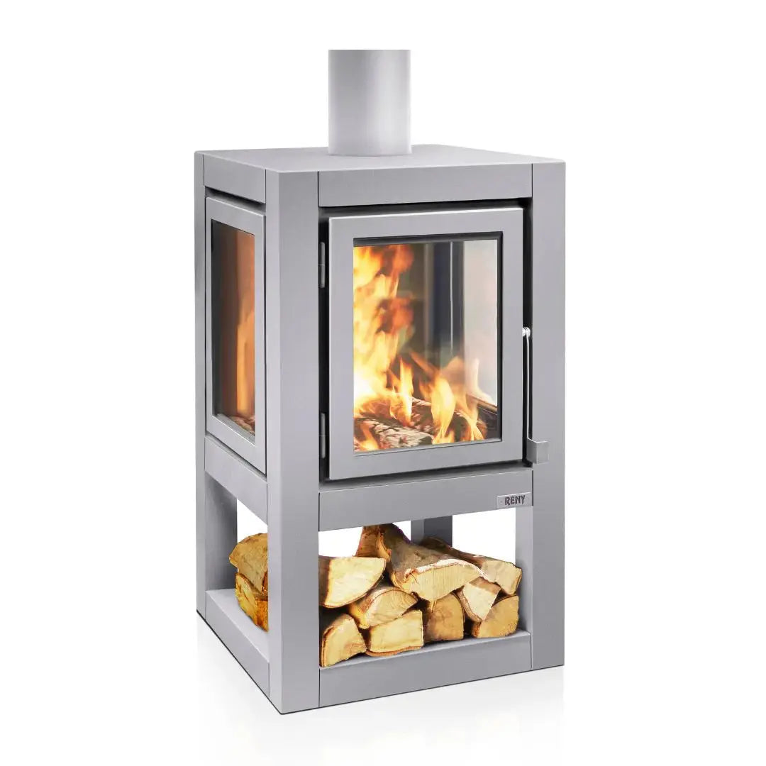 RB73 Quaruba XL Mobile outdoor fireplace in matt steel outdoor fireplace
