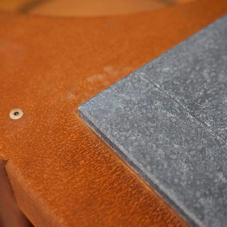 RB73 BBQuar Outdoor Kitchen Trolley soapstone cutting board close up