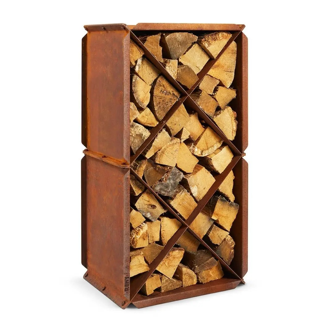 RB73 BloXX CorTen Steel Log Storage Box on white background