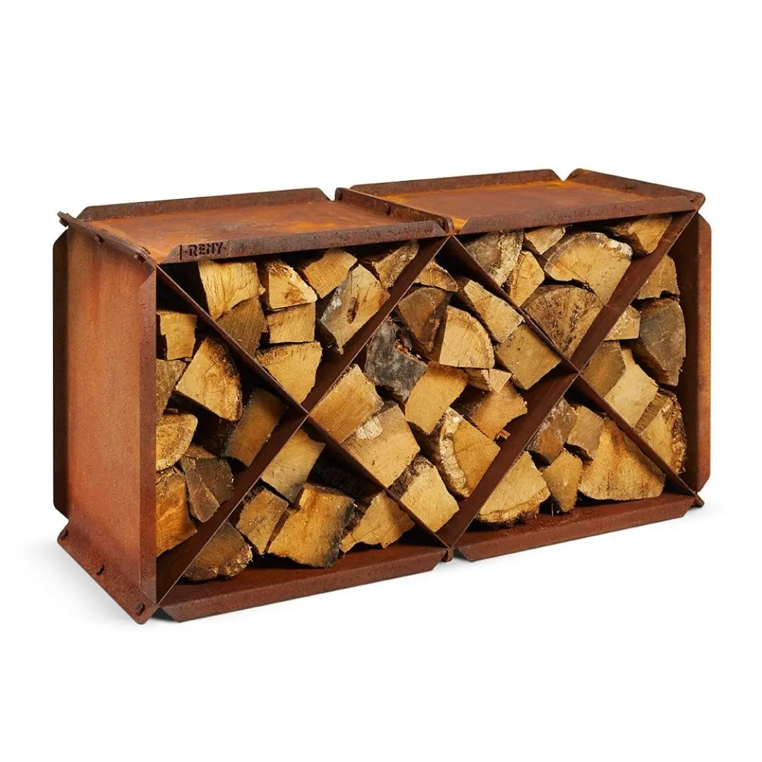RB73 BloXX CorTen Steel Log Storage Box on white background
