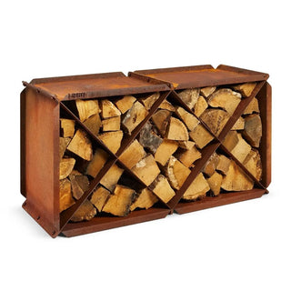 RB73 BloXX CorTen Steel Log Storage Box on white background