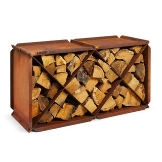 RB73 BloXX CorTen Steel Log Storage Box on white background