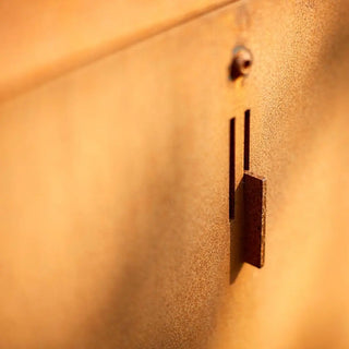 RB73 Bruges 2 +3 House CorTen Steel Wood Storage close up