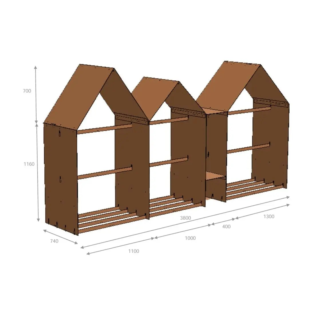 RB73 Bruges 3 House CorTen Steel Wood Storage dimensions