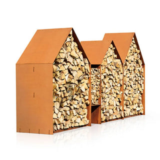 RB73 Bruges 3 House CorTen Steel Log Storage