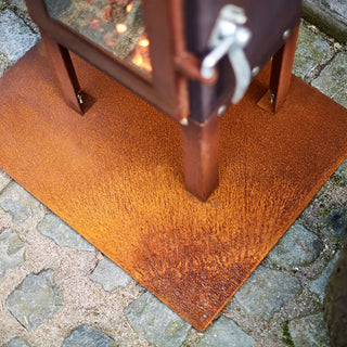 RB73 Piquia Outdoor Fireplace - Compact CorTen Steel Log Burner outdoor fireplace on floor plate