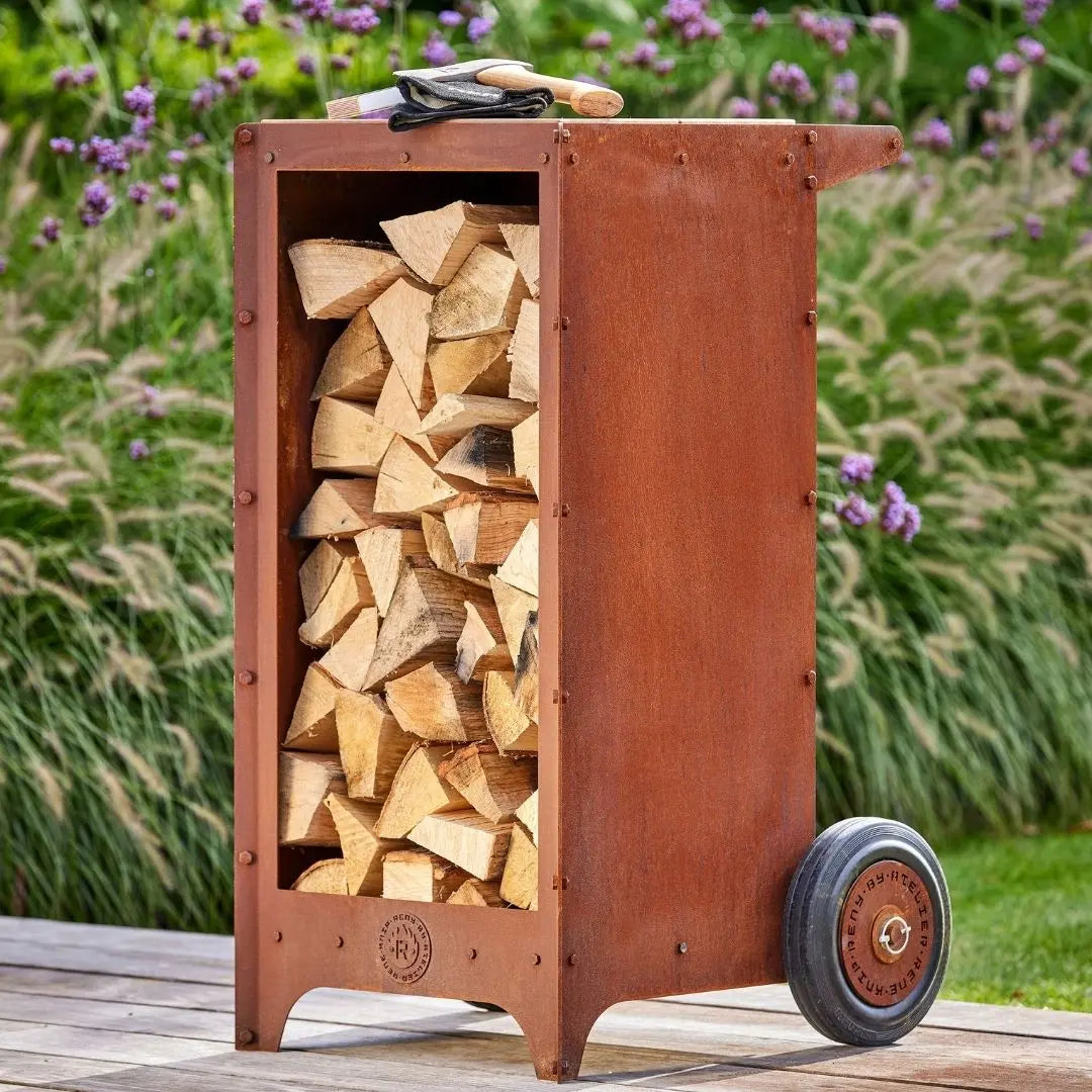 RB73 Ker Mobile CorTen Steel Log Storage on decking