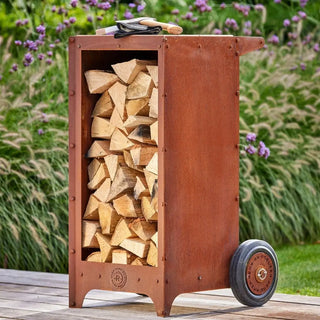 RB73 Ker Mobile CorTen Steel Log Storage on decking