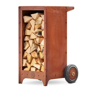 RB73 Ker Mobile CorTen Steel Log Storage on white background