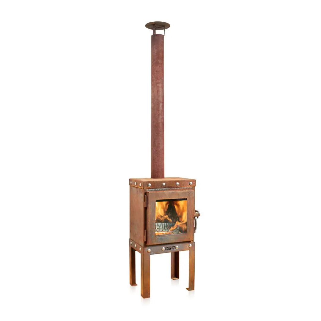 RB73 Piquia Outdoor Fireplace - Compact CorTen Steel Log Burner product detail view