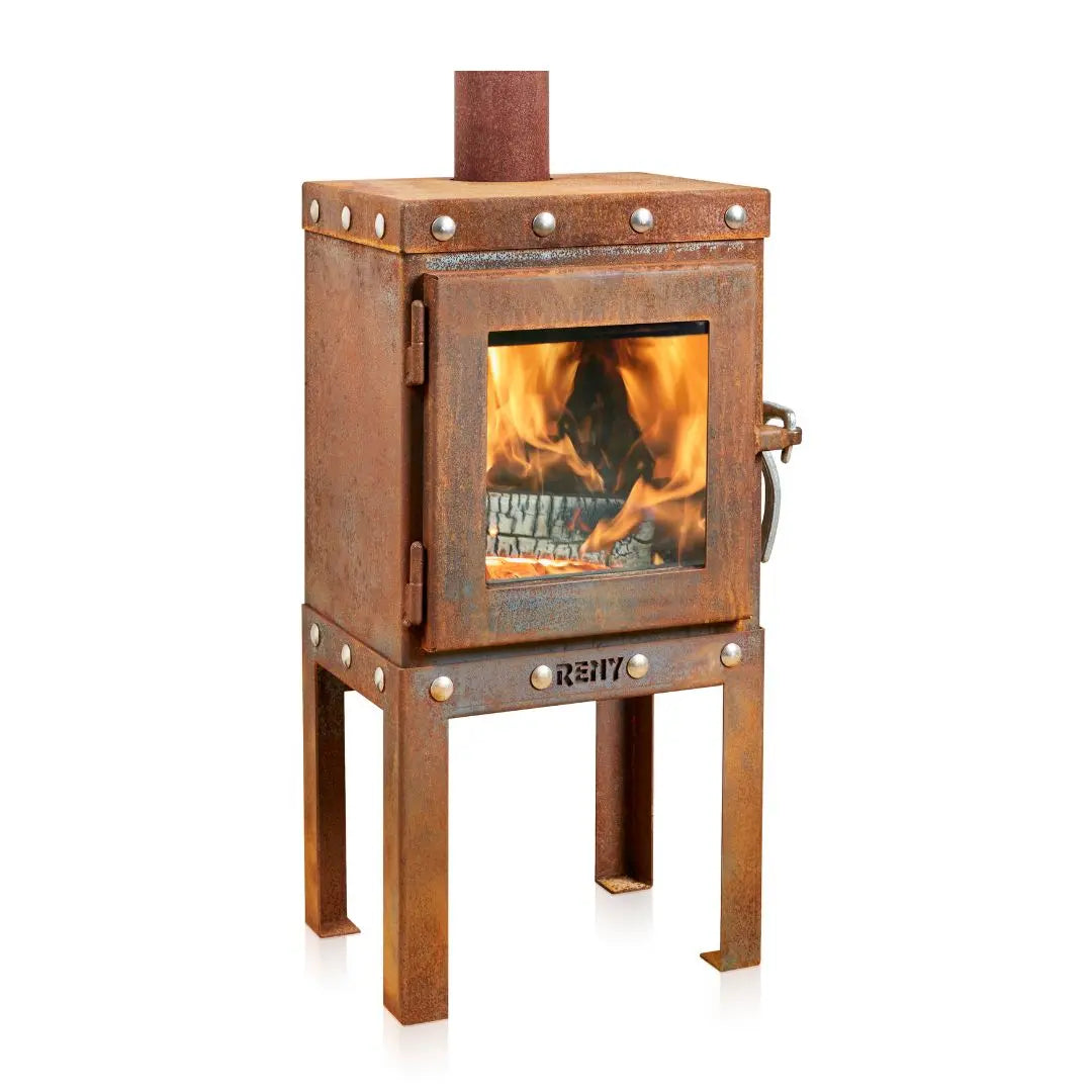 RB73 Piquia Outdoor Fireplace - Compact CorTen Steel Log Burner outdoor fireplace
