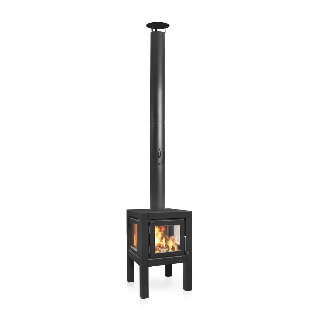 RB73 Quaruba L outdoor fireplace in black product detail view