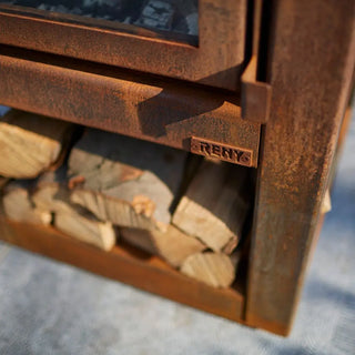 RB73 Quaruba L Mobile Outdoor Fireplace – CorTen Steel Wood Burner product detail view