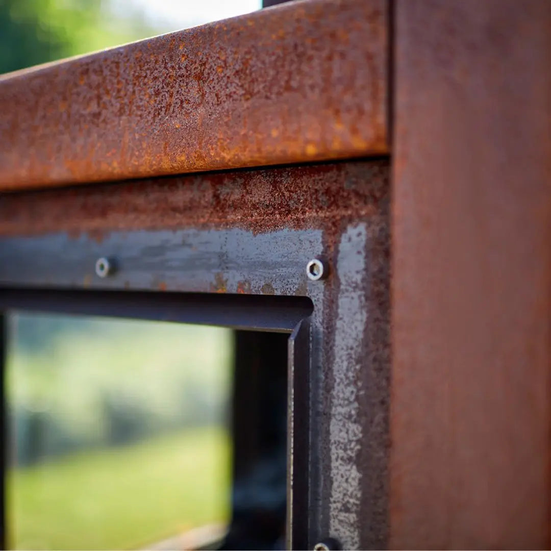 RB73 Quaruba L Mobile Outdoor Fireplace – CorTen Steel Wood Burner product detail view