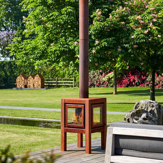 RB73 Quaruba L Outdoor Fireplace – CorTen Steel Wood Burner product detail view