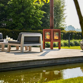 RB73 Quaruba L Outdoor Fireplace – CorTen Steel Wood Burner product detail view