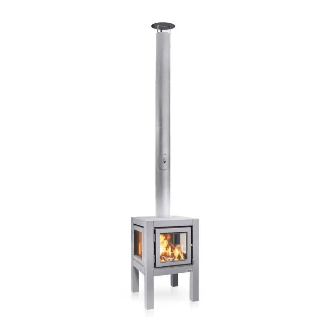 RB73 Quaruba L outdoor fireplace in matt steel product detail