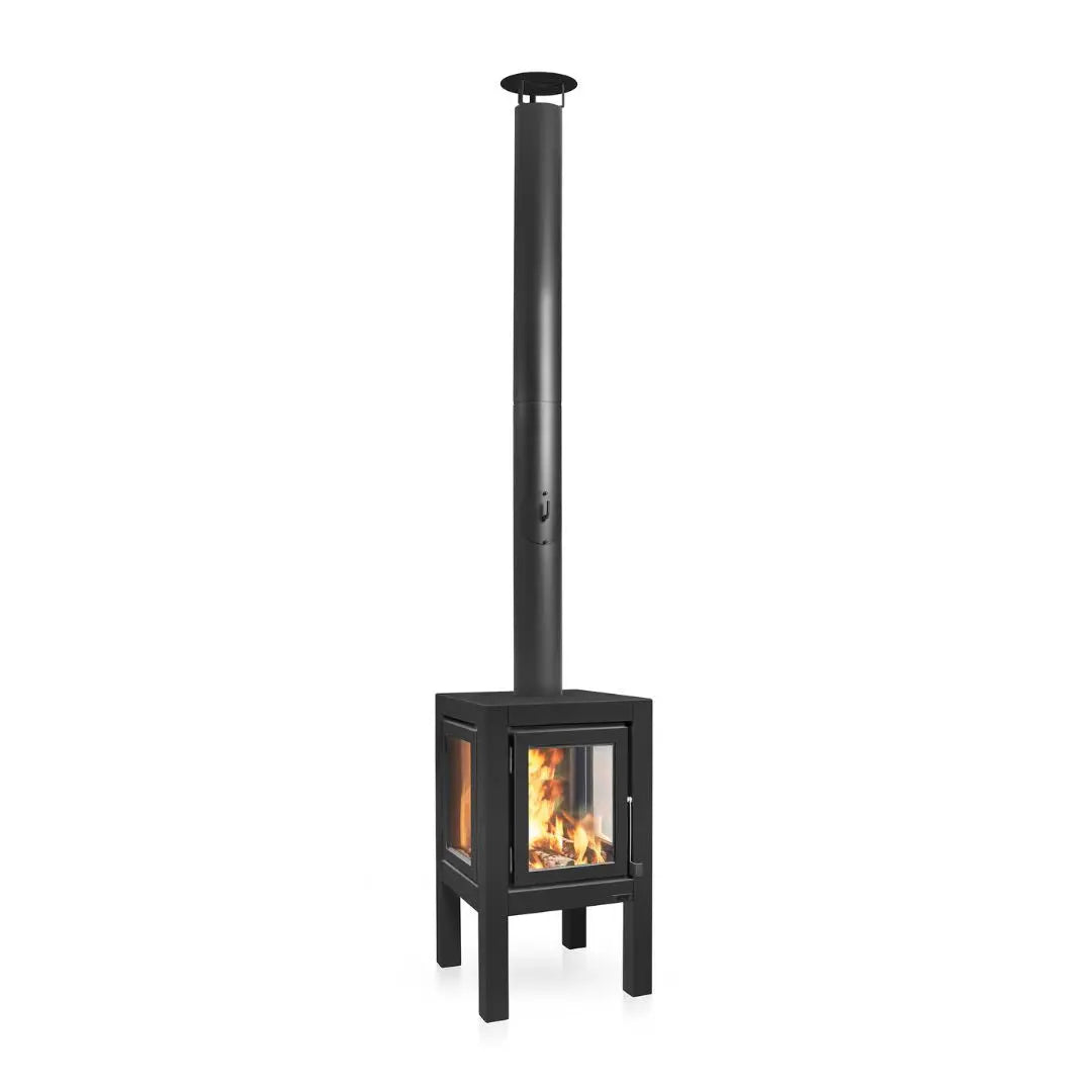 RB73 Quaruba XL outdoor fireplace in black steel product detail view