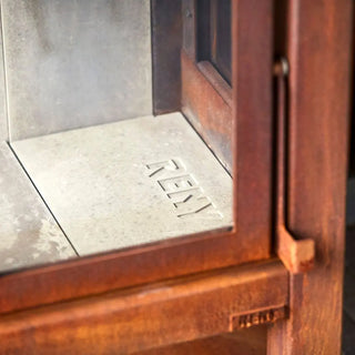 RB73 Quaruba XL Outdoor Fireplace - CorTen Steel Wood Burner product detail view