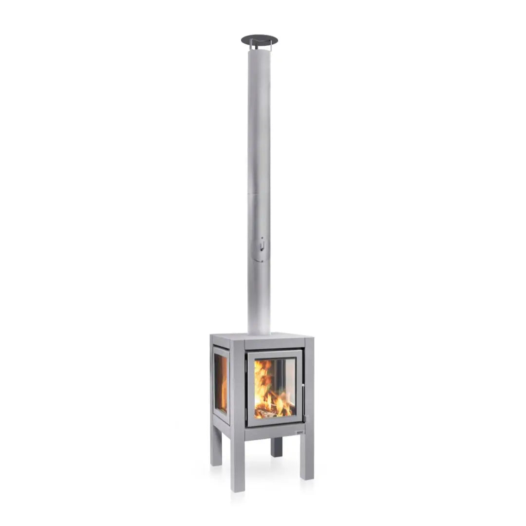 RB73 Quaruba XL outdoor fireplace in matt steel product detail
