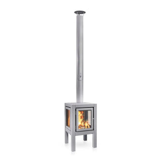 RB73 Quaruba XL outdoor fireplace in matt steel product detail