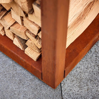 RB73 Quarubox Mobile CorTen Steel Log Storage corten close up