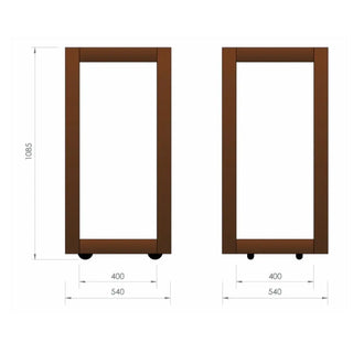 RB73 Quarubox Mobile CorTen Steel Log Storage dimensions