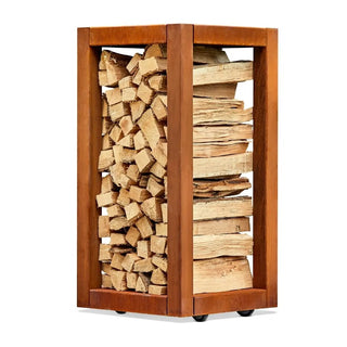 RB73 Quarubox Mobile CorTen Steel Log Storage on white background