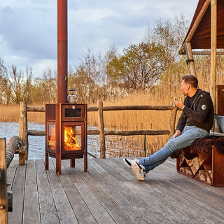 RB73 Quercus Outdoor Fireplace & Oven - CorTen Steel Wood Burner product detail view