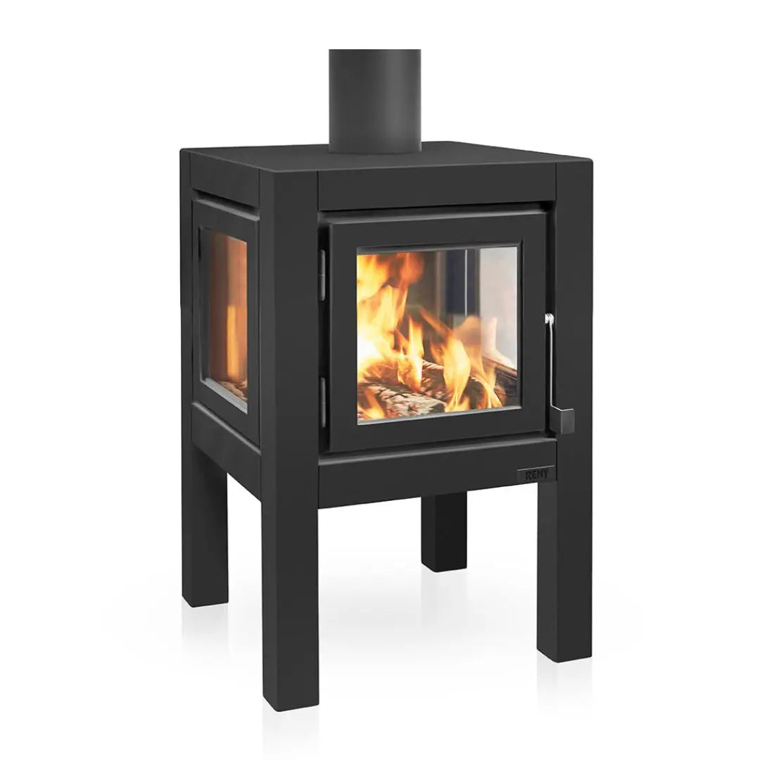 RB73 Quaruba L outdoor fireplace in black outdoor fireplace product detail view