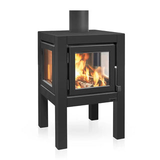 RB73 Quaruba L outdoor fireplace in black outdoor fireplace product detail view