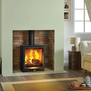 Stovax Vogue Medium Stove in tiled chimney wall