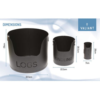 Valiant Steel Log Bucket Three Piece Set