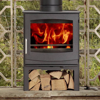 Woodwarm Fireview Eco Contemporary Logstore Multi Fuel Stove - 9kW