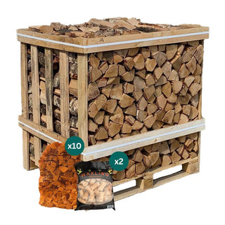 Large Kiln Dried Firewood Crate & Ignition Bundle