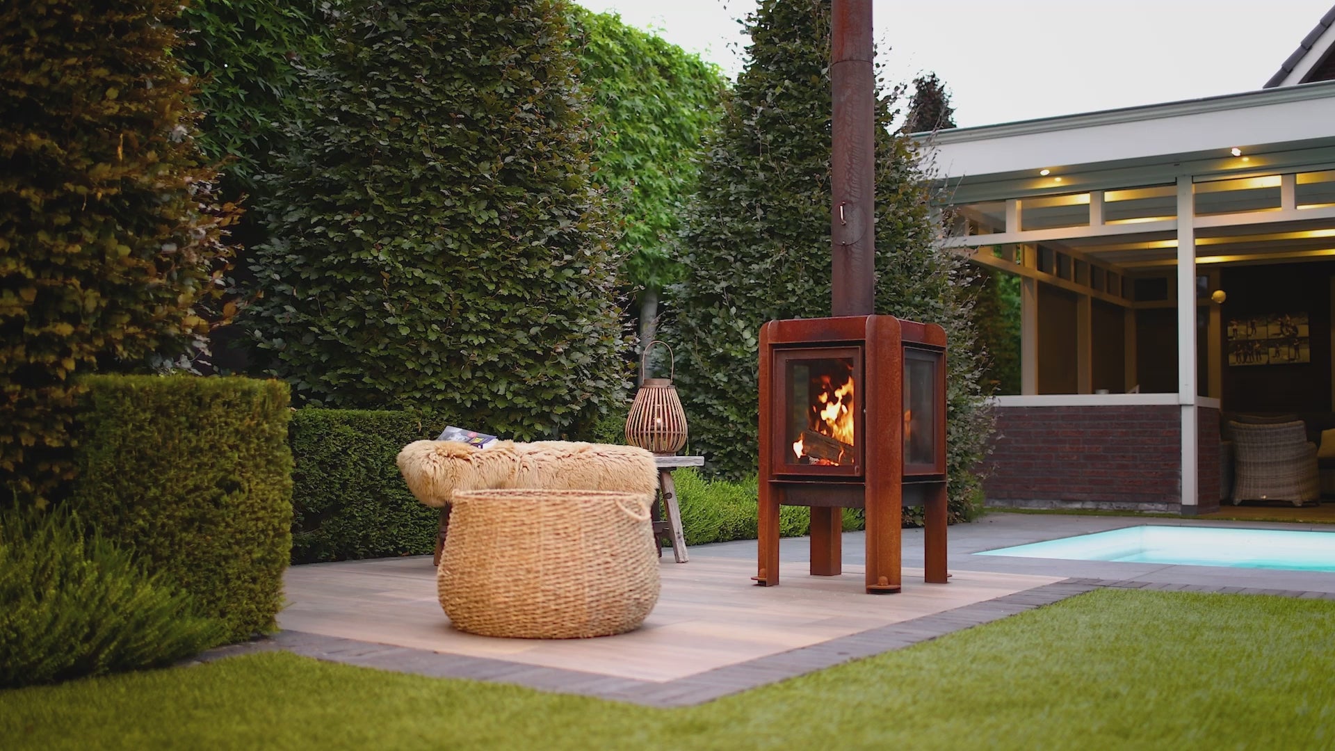 RB73 Fennek 50 Outdoor Fireplace - Compact CorTen Steel Wood Burner