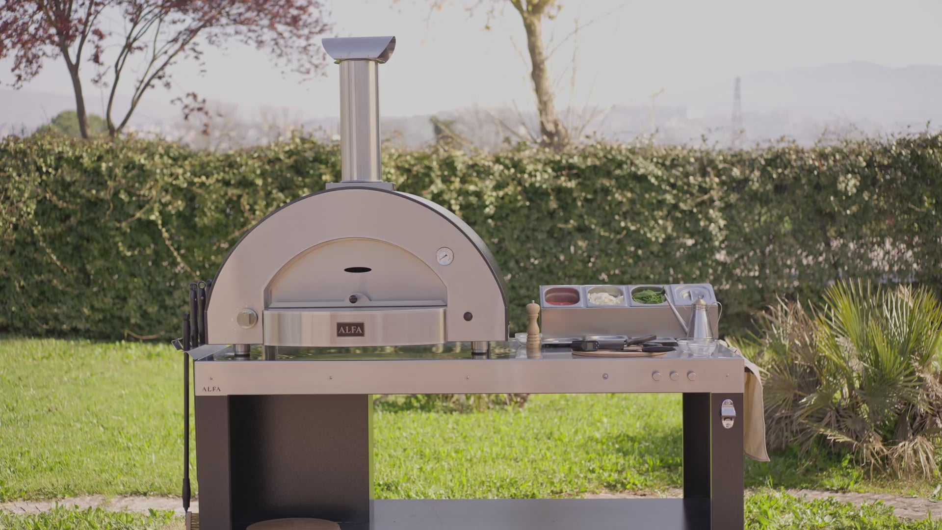 Lighting a wood fired ALFA pizza oven
